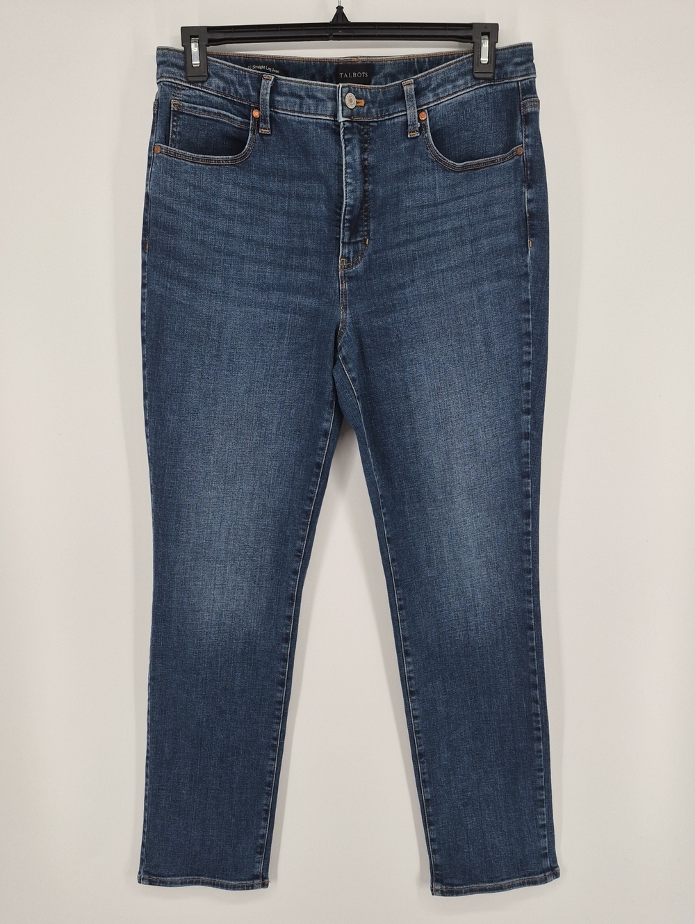 Talbots Straight Leg Jean Size 12 High Rise Stretch Denim Medium Wash